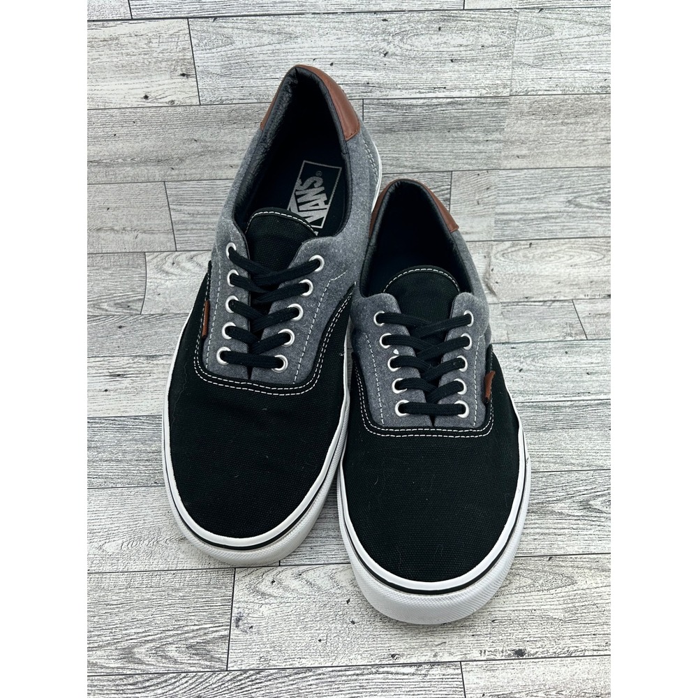 Vans Era 59 CL Black Grey Brown Canvas Leather Skate Shoes Men Sz 10